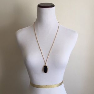 🌸Black geometric long necklace